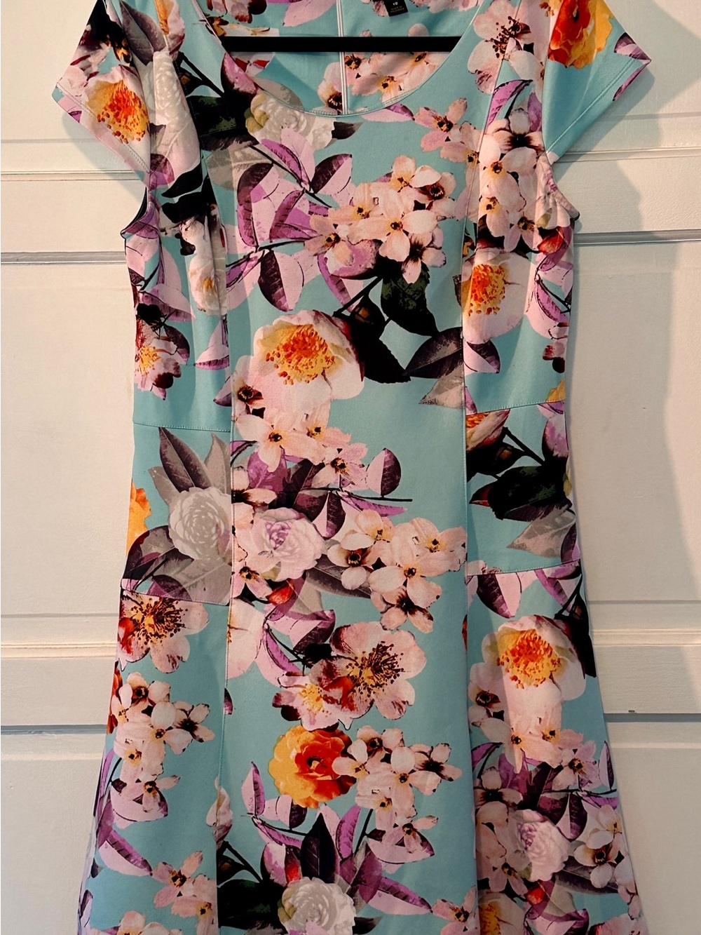 Worthington Aqua Floral Fit-and-Flare Dress